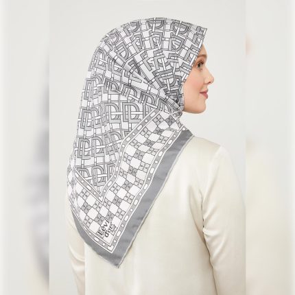 Levidor LVD Baskılı Trend Twill Eşarp Gri