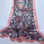 Retro Desen Vual İpek Şal Yavruağzı