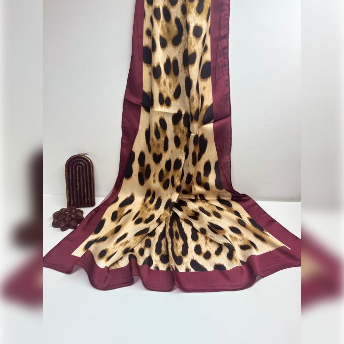 Fivescarf Leopar Desen Brand Şal Bordo