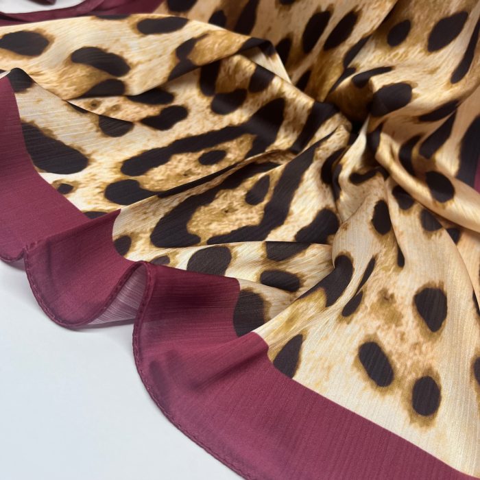 Fivescarf Leopar Desen Brand Şal Bordo