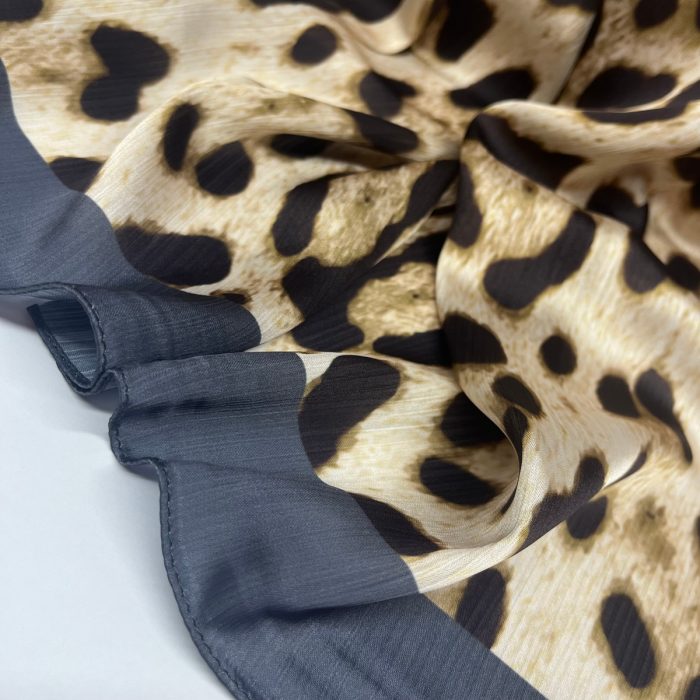 Fivescarf Leopar Desen Brand Şal Füme