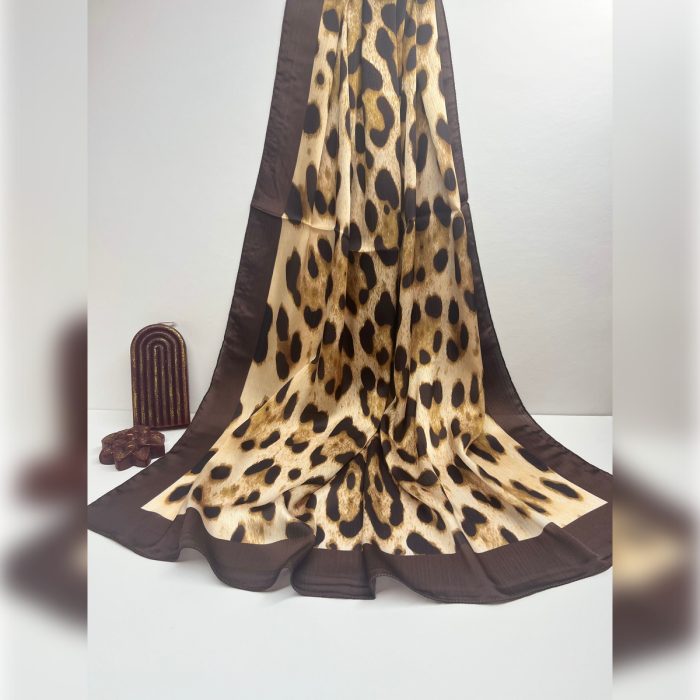 Fivescarf Leopar Desen Brand Şal Kahverengi