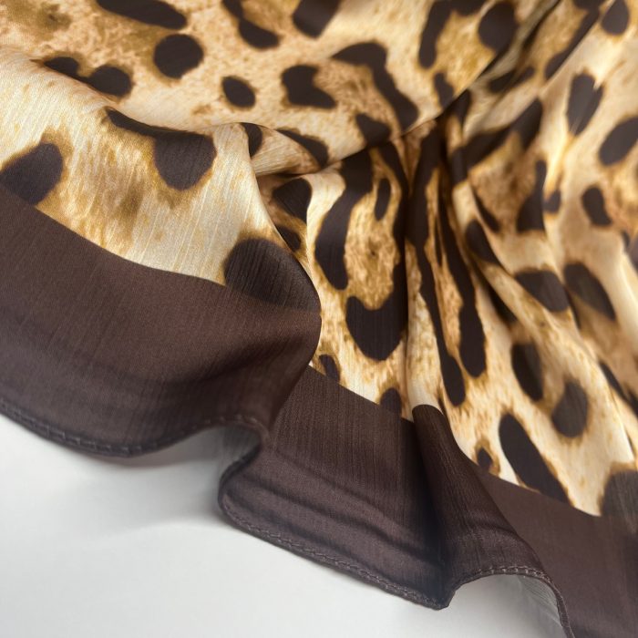 Fivescarf Leopar Desen Brand Şal Kahverengi