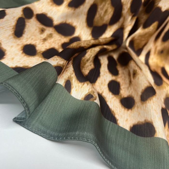 Fivescarf Leopar Desen Brand Şal Koyu Çağla