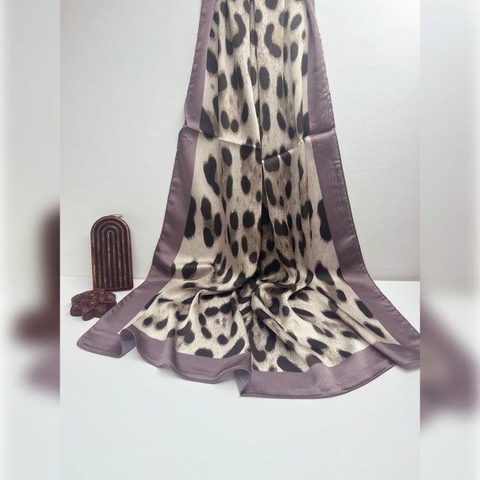 Fivescarf Leopar Desen Brand Şal Koyu Lavanta