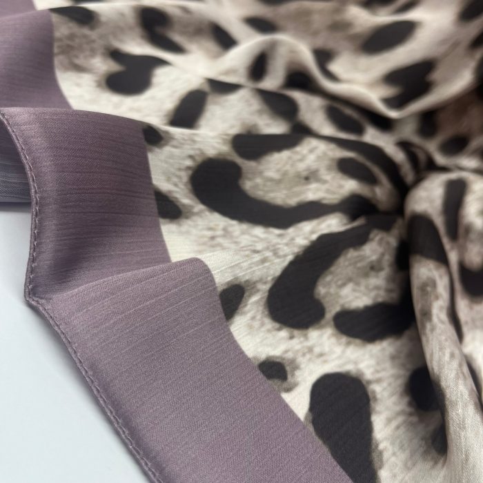 Fivescarf Leopar Desen Brand Şal Koyu Lavanta