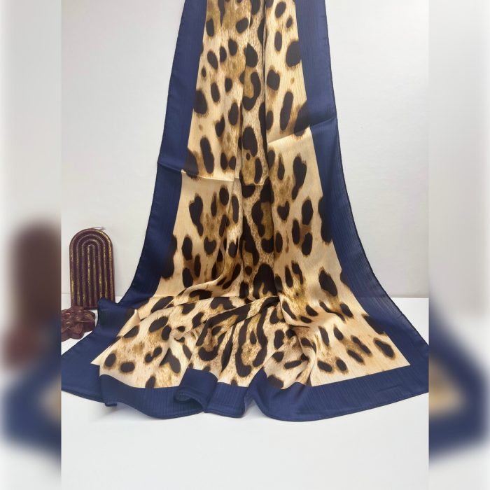 Fivescarf Leopar Desen Brand Şal Lacivert