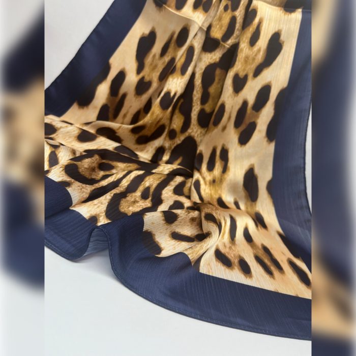 Fivescarf Leopar Desen Brand Şal Lacivert