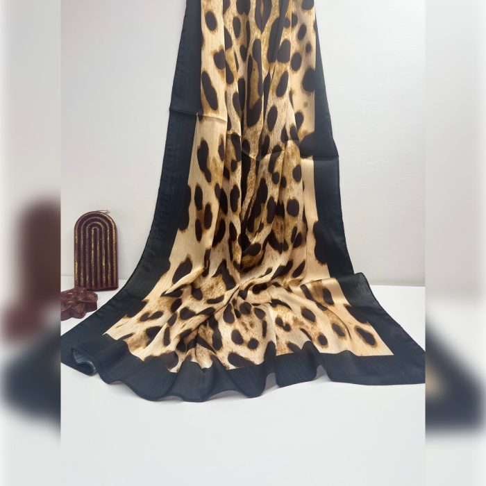 Fivescarf Leopar Desen Brand Şal Siyah