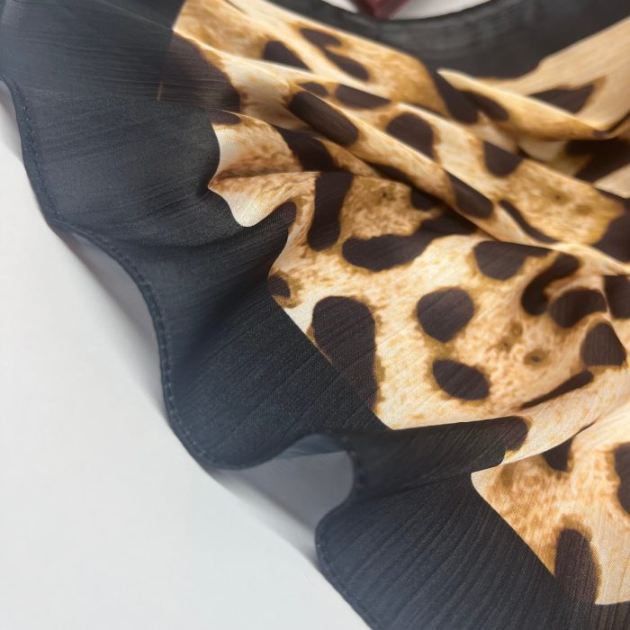 Fivescarf Leopar Desen Brand Şal Siyah