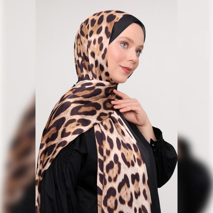 Fivescarf Leopar Desen Brand Şal Siyah