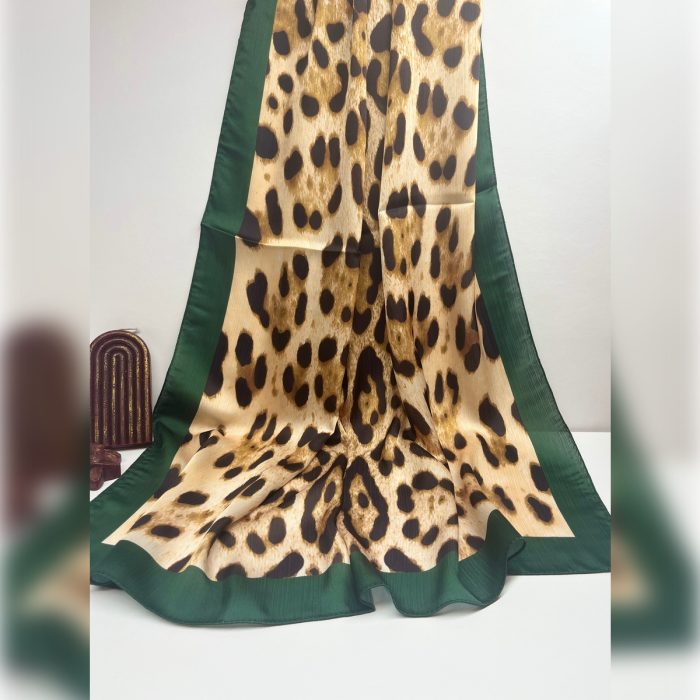 Fivescarf Leopar Desen Brand Şal Zümrüt Yeşil