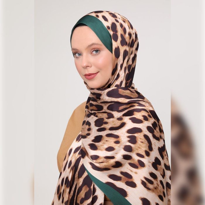 Fivescarf Leopar Desen Brand Şal Zümrüt Yeşil