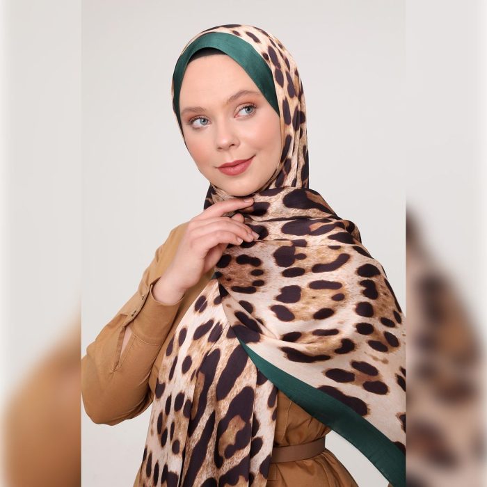 Fivescarf Leopar Desen Brand Şal Zümrüt Yeşil