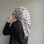 Fivescarf Karo Desen Twill Polyester Eşarp Vizon