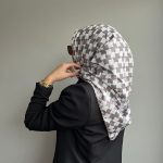 Fivescarf Karo Desen Twill Polyester Eşarp Vizon