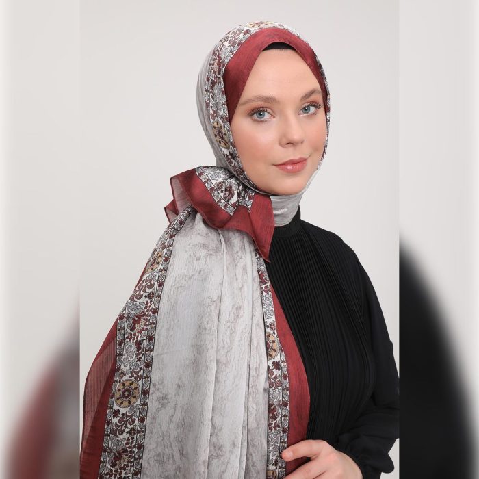 Fivescarf Şerit Desen Brand Şal Kiremit