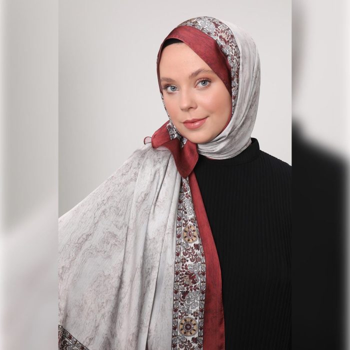 Fivescarf Şerit Desen Brand Şal Kiremit