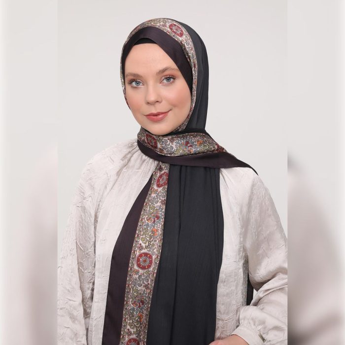 Fivescarf Şerit Desen Brand Şal Siyah Kahve