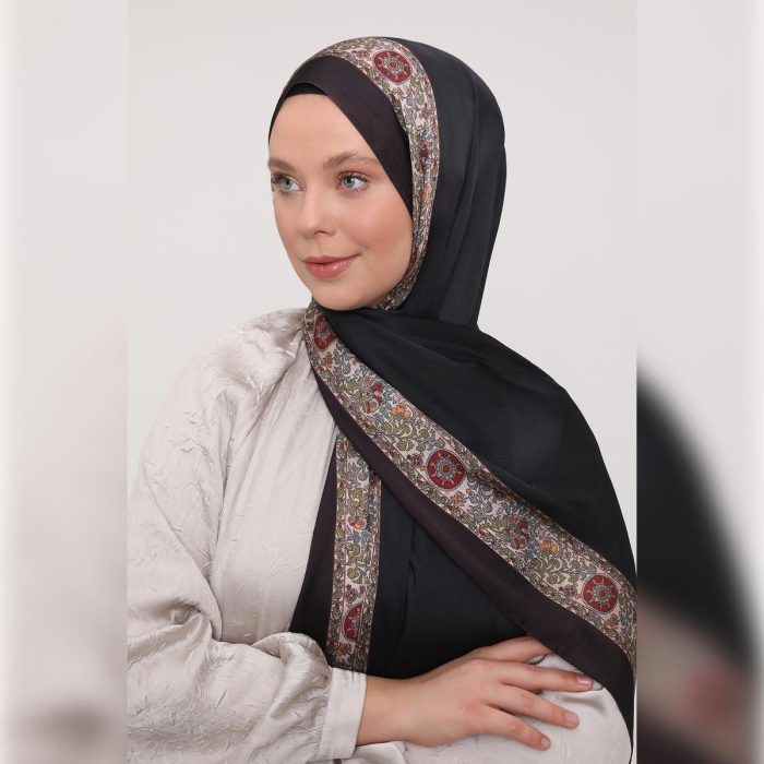 Fivescarf Şerit Desen Brand Şal Siyah Kahve